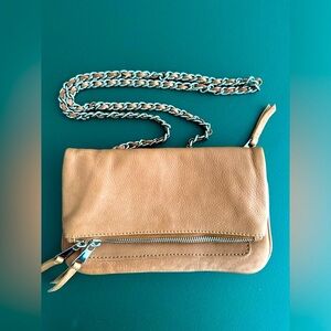 Mango Tan Crossbody Bag with Chain Strap like new, genuine leather